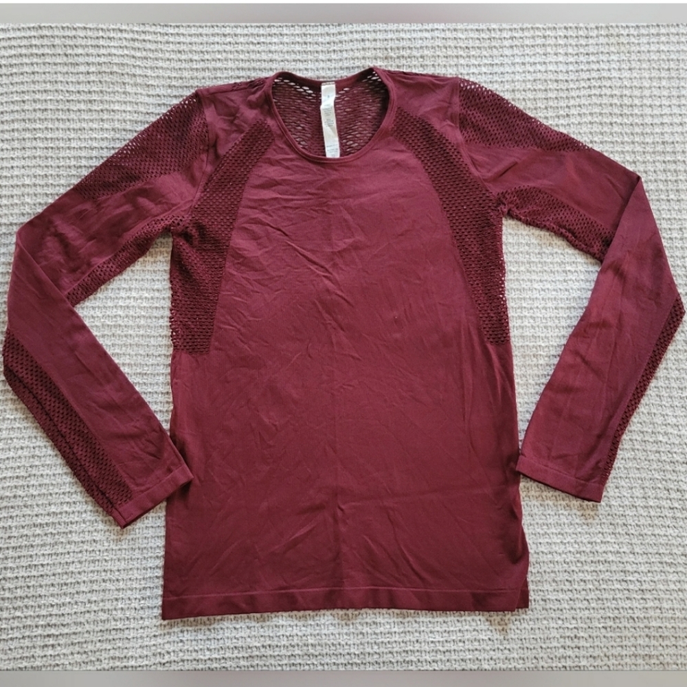 lululemon athletica Maroon Mesh Sleeve Long Top